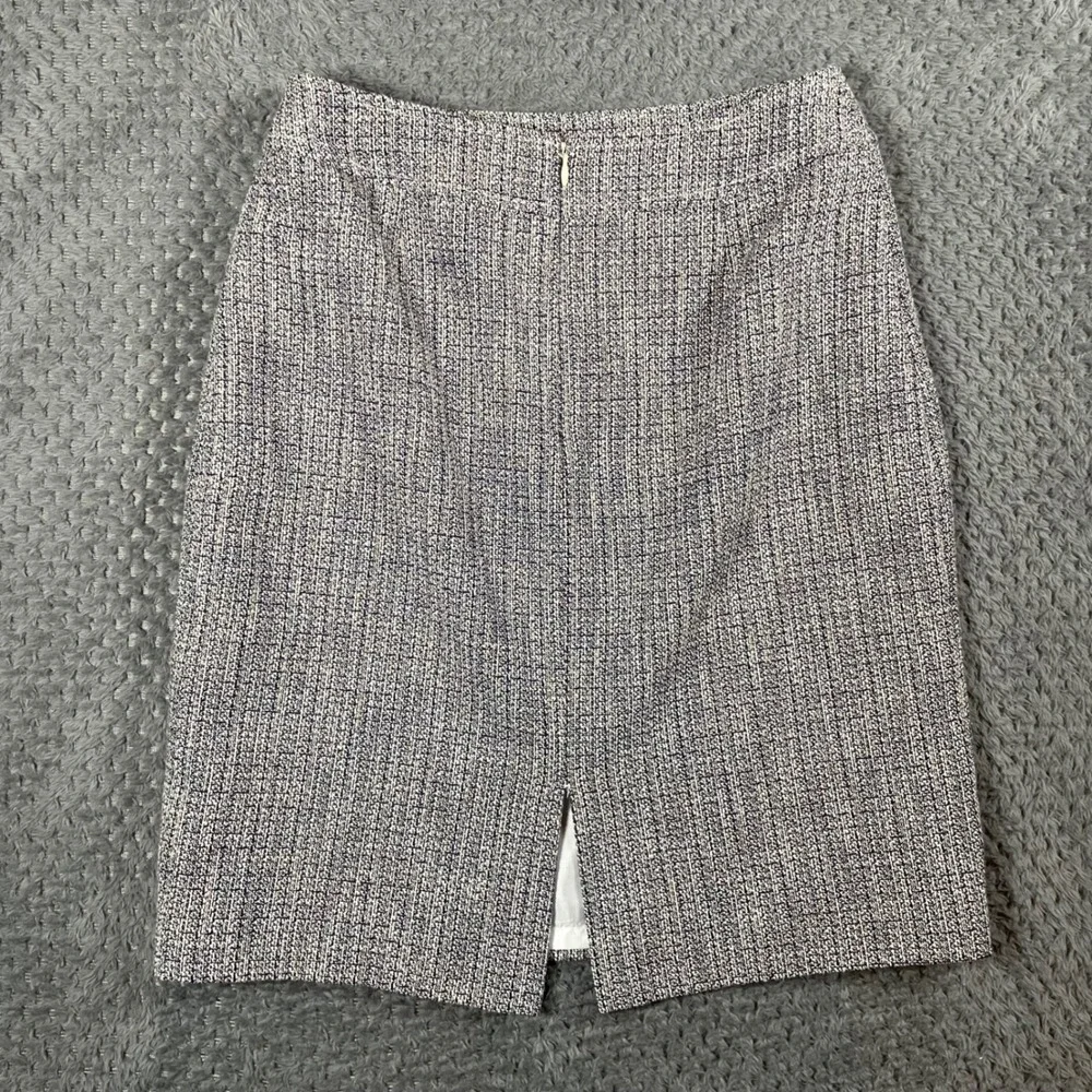 Tahari Arthur S Levine Tweed Pencil Skirt Size 6P Petite Gray Purple Career